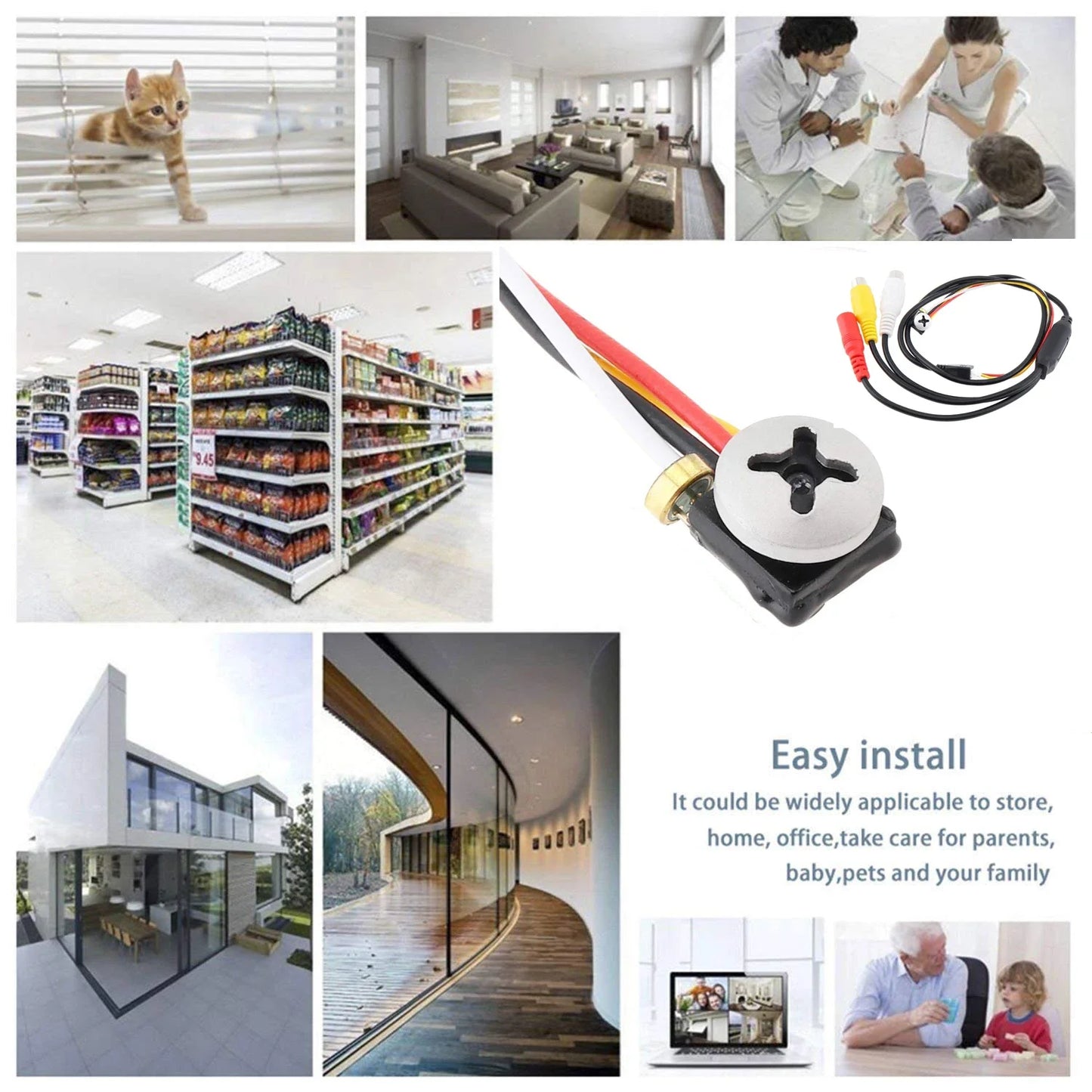 Uvusee CCTV 1/3 CCD 1000TVL 3.6mm audio Microphone HD Mini Security Surveillance Camera