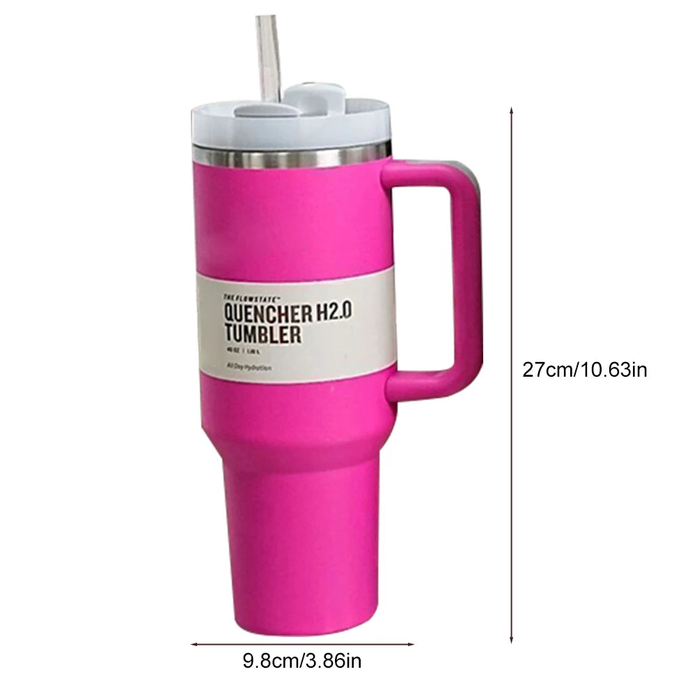 Tumbler 40oz Mug 304 Stainless Steel Car Mug with Handle Straw Double Wall Thermal Iced Travel Cup Vacuum Insulated Coffee Cup