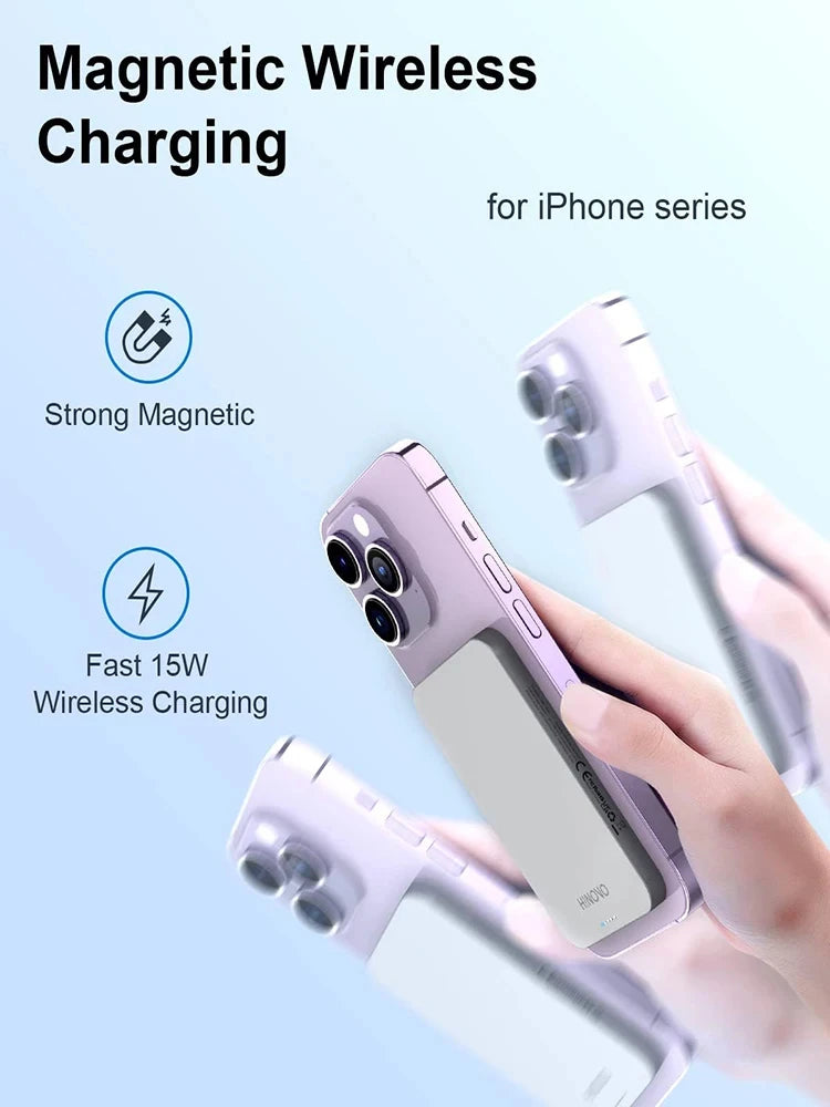 5000mAh MagSafe Wireless Power Bank for iPhone 13/12 - 15W Qi, QC 3.0