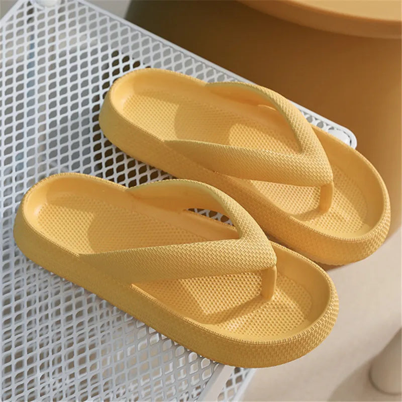 -slip cloud slippers women thick platform clip toe bathroom slides