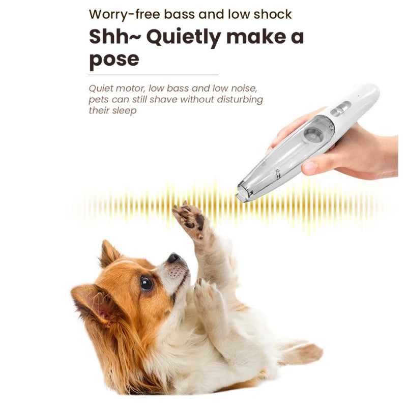 Rechargeable Dog Hair Trimmer with LED Light & Storage Bin