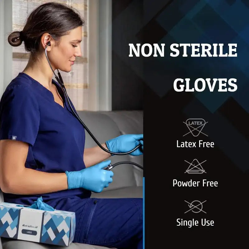 Medium Blue Nitrile Gloves 100-Pack | Latex-Free | Ideal for Cleaning, Cooking, Tattoo, Hair Dye