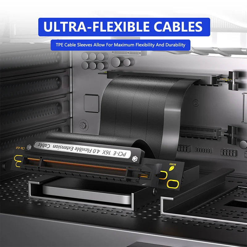 20cm 90° High-Speed PCIE 4.0 X16 Shielded Riser Cable for GPU