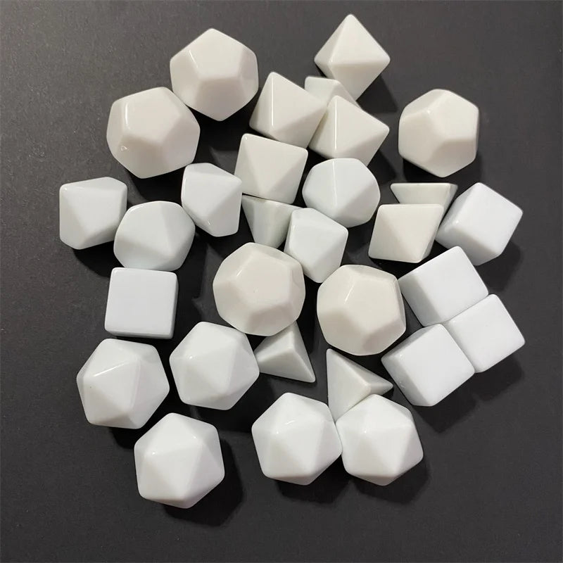 50Pcs D20 D12 D10 D8 D6 D4 Blank White Various Shapes Dice Teaching Props Board Game Accessories Mathematical Tools