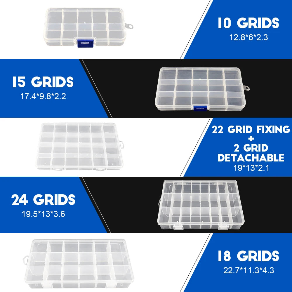 NINDEJIN Multi Grids Plastic Box Adjustable Compartment Jewelry Organizer Box Eco-Friendly PP Transparent Jewelry Screw Box