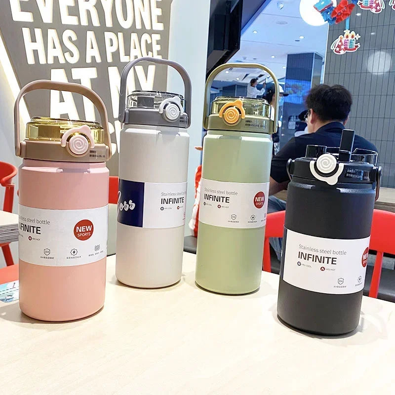 Insulated Stainless Steel Bottle: Hot & Cold Drinks, 1L/1.2L Capacity