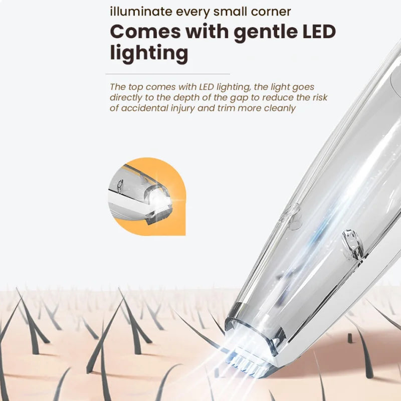Rechargeable Dog Hair Trimmer with LED Light & Storage Bin