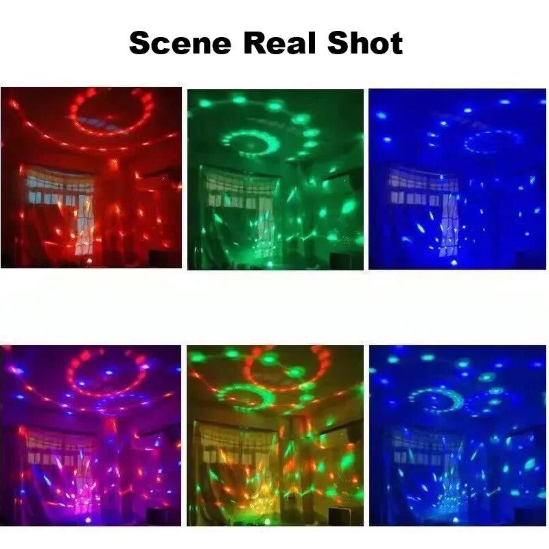 7-Color LED Rotating Magic Ball Light for Parties Holiday Celebration Light KTV & DJ Decoration Automatic Rotating Bulb Colorful Dance Light