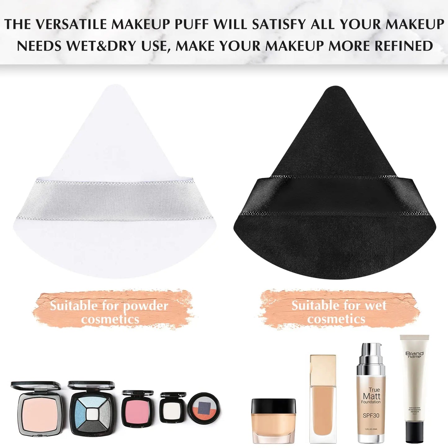 10/20Pcs Triangle Velvet Makeup Puffs | Washable Lightweight Face Sponges