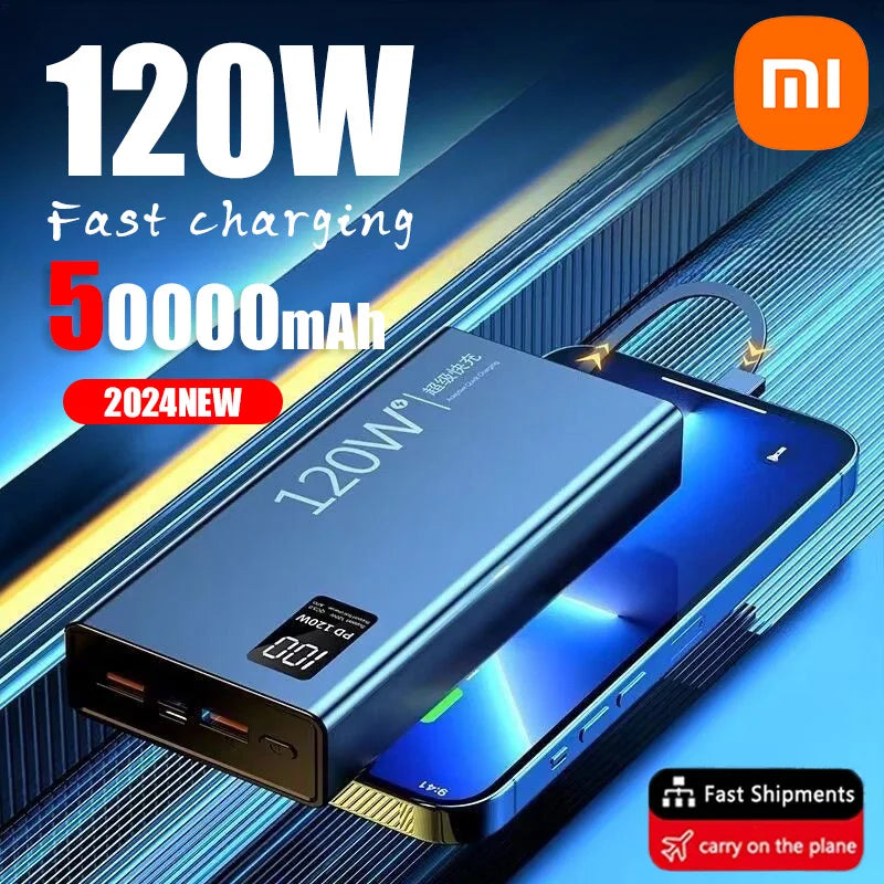 Xiaomi 50000mAh Power Bank 120W Super Fast Charging High Capacity Powerbank Portable Battery Charger For iPhone Huawei Samsung