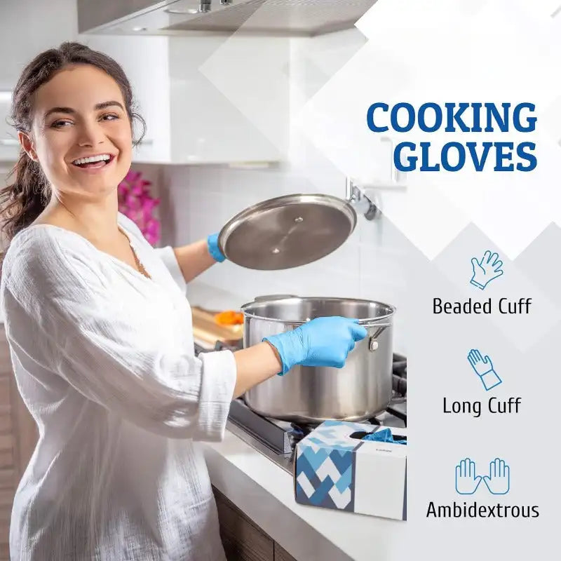 Medium Blue Nitrile Gloves 100-Pack | Latex-Free | Ideal for Cleaning, Cooking, Tattoo, Hair Dye