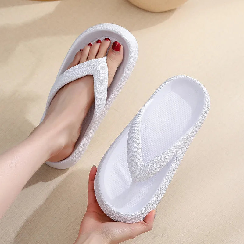 -slip cloud slippers women thick platform clip toe bathroom slides