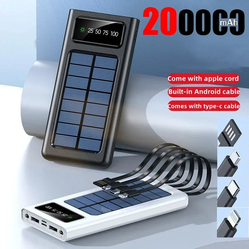 Xiaomi 200000mAh Ultra-Large Capacity Power Bank Solar Charging Power Bank Comes With Four Wires Suitable For Samsung Xiaomi
