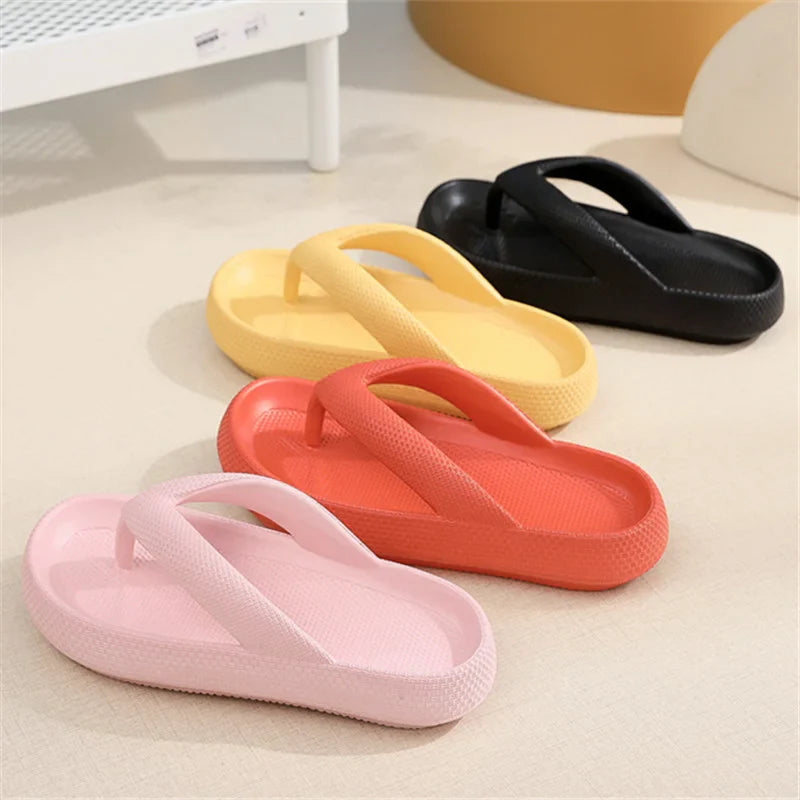-slip cloud slippers women thick platform clip toe bathroom slides