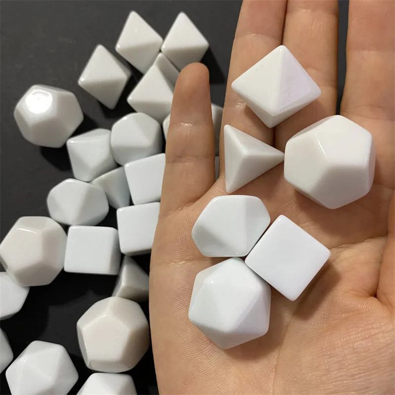 50Pcs D20 D12 D10 D8 D6 D4 Blank White Various Shapes Dice Teaching Props Board Game Accessories Mathematical Tools