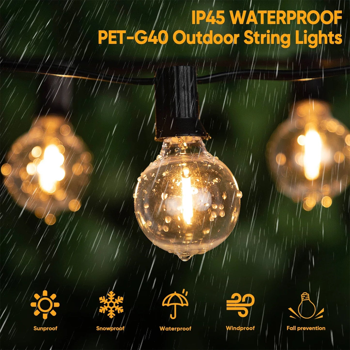 waterproof g40 string light