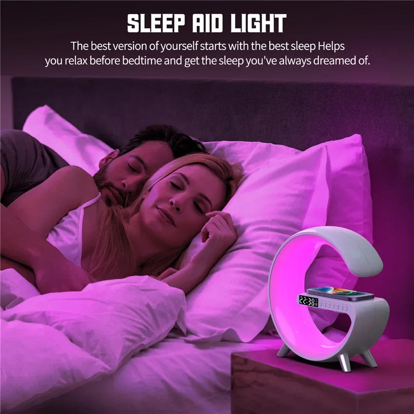 Large Size Big G Wireless Charger Stand LED RGB Light Desk Lamp Speaker APP Control For iPhone Samsung Fast Charging Station