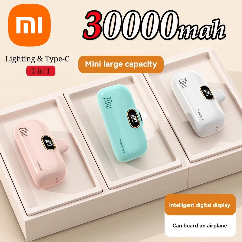 Xiaomi 10000mAh Wireless Power Bank Mini Capsule Fast Charging Mobile Power Supply Emergency External Battery For Type-c iPhone