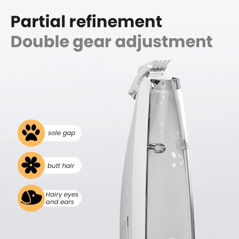 Rechargeable Dog Hair Trimmer with LED Light & Storage Bin
