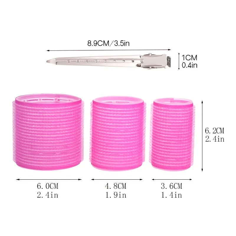 28-Piece Hair Roller Set - 18 Self Grip Curlers, 10 Metal Clips, 3 Sizes