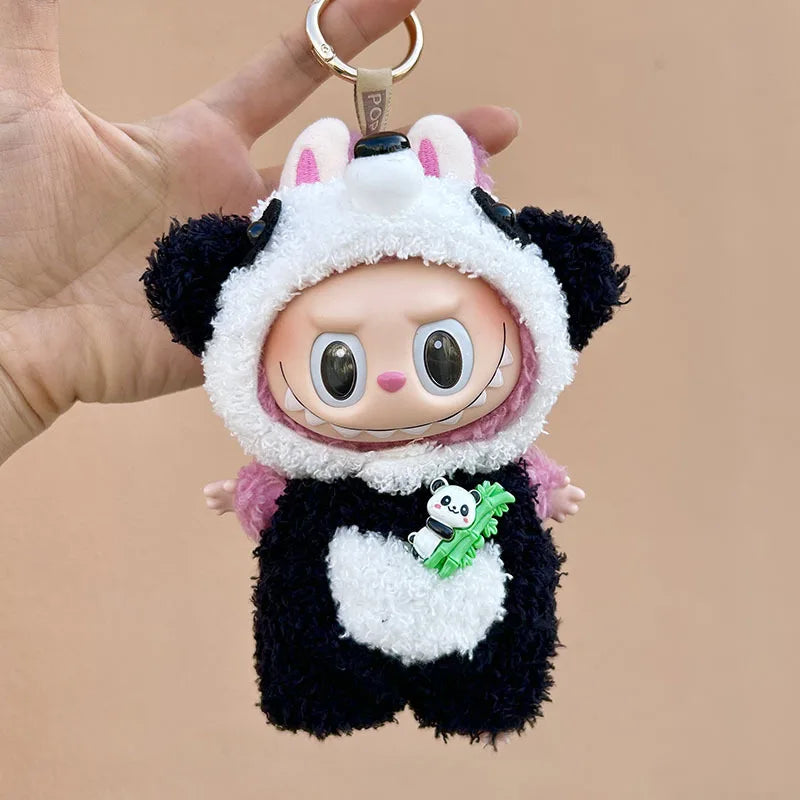 17cm Labubu Doll with Cute Clothes & Headgear | Cosplay Plush Cartoon Decor | Perfect Birthday Gift | tonyfinger store