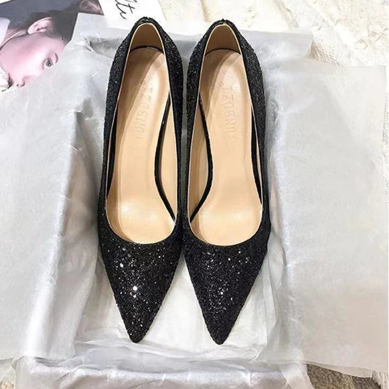 2022 Women’s Silver Stiletto Heels - 9CM/7CM High, Bling Wedding Shoes