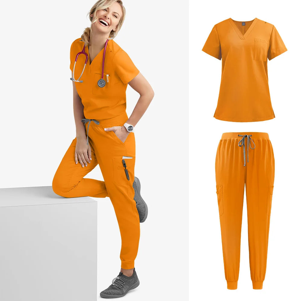 10 Colors Unisex Short Sleeved Pharmacy Nurse Uniform | Hospital Doctor Workwear | Oral Dental Surgery Scrubs | Medical Scrubs Sets | Tonyfinger Store