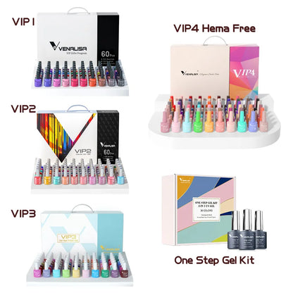 7.5ml VENALISA Gel Nail Polish Set VIP4 Hema Free NailManicure Soak off Base Nowipe Topcoat UV LED Nail Gel Varnish Kit