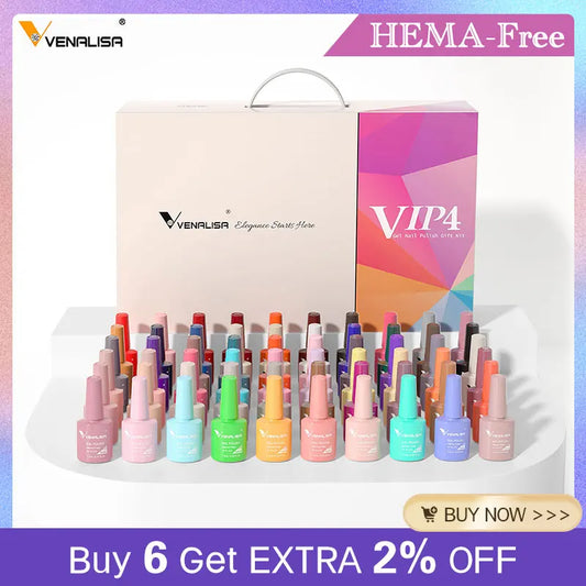 7.5ml VENALISA Gel Nail Polish Set VIP4 Hema Free NailManicure Soak off Base Nowipe Topcoat UV LED Nail Gel Varnish Kit