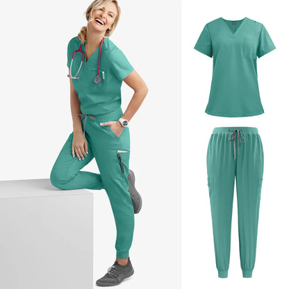 10 Colors Unisex Short Sleeved Pharmacy Nurse Uniform | Hospital Doctor Workwear | Oral Dental Surgery Scrubs | Medical Scrubs Sets | Tonyfinger Store