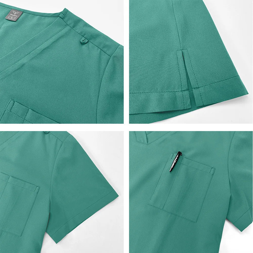 10 Colors Unisex Short Sleeved Pharmacy Nurse Uniform | Hospital Doctor Workwear | Oral Dental Surgery Scrubs | Medical Scrubs Sets | Tonyfinger Store