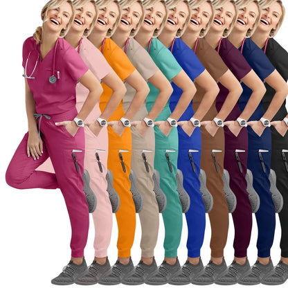 10 Colors Unisex Short Sleeved Pharmacy Nurse Uniform | Hospital Doctor Workwear | Oral Dental Surgery Scrubs | Medical Scrubs Sets | Tonyfinger Store