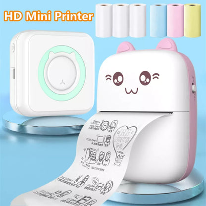 Portable Thermal Printer MINI Photo Label Memo Wrong Question Printing Paper Thermal Self-Adhesive Sticker Colors Papers 57mm