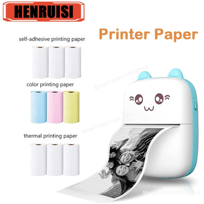 Portable Thermal Printer MINI Photo Label Memo Wrong Question Printing Paper Thermal Self-Adhesive Sticker Colors Papers 57mm