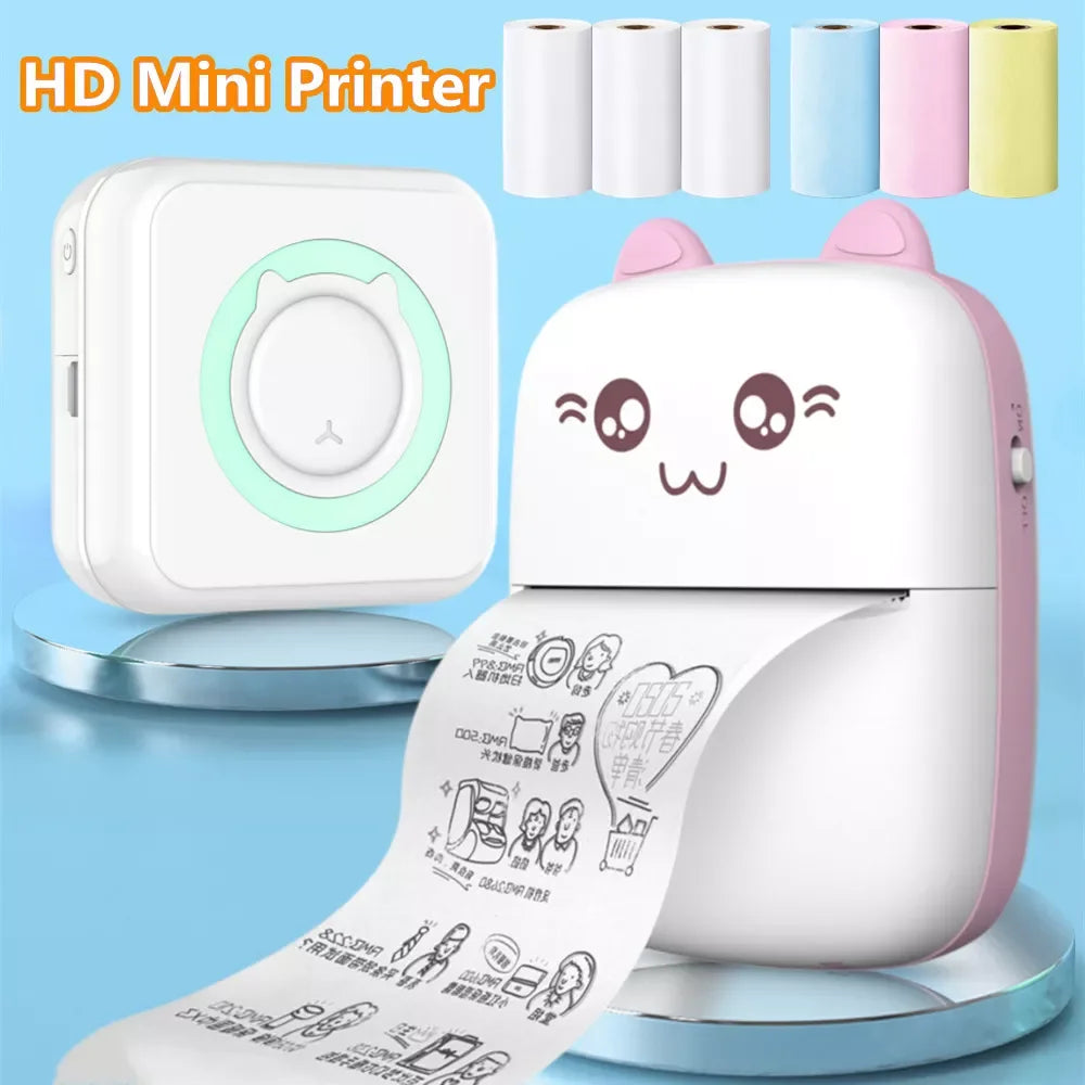 Mini HD Portable Printer - 57mm Thermal Self-Adhesive Labels for Phone Printing 2024