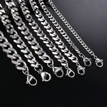 Men’s Stainless Steel Cuban Link Chain Necklace & Bracelet Set (3.6mm-9mm)