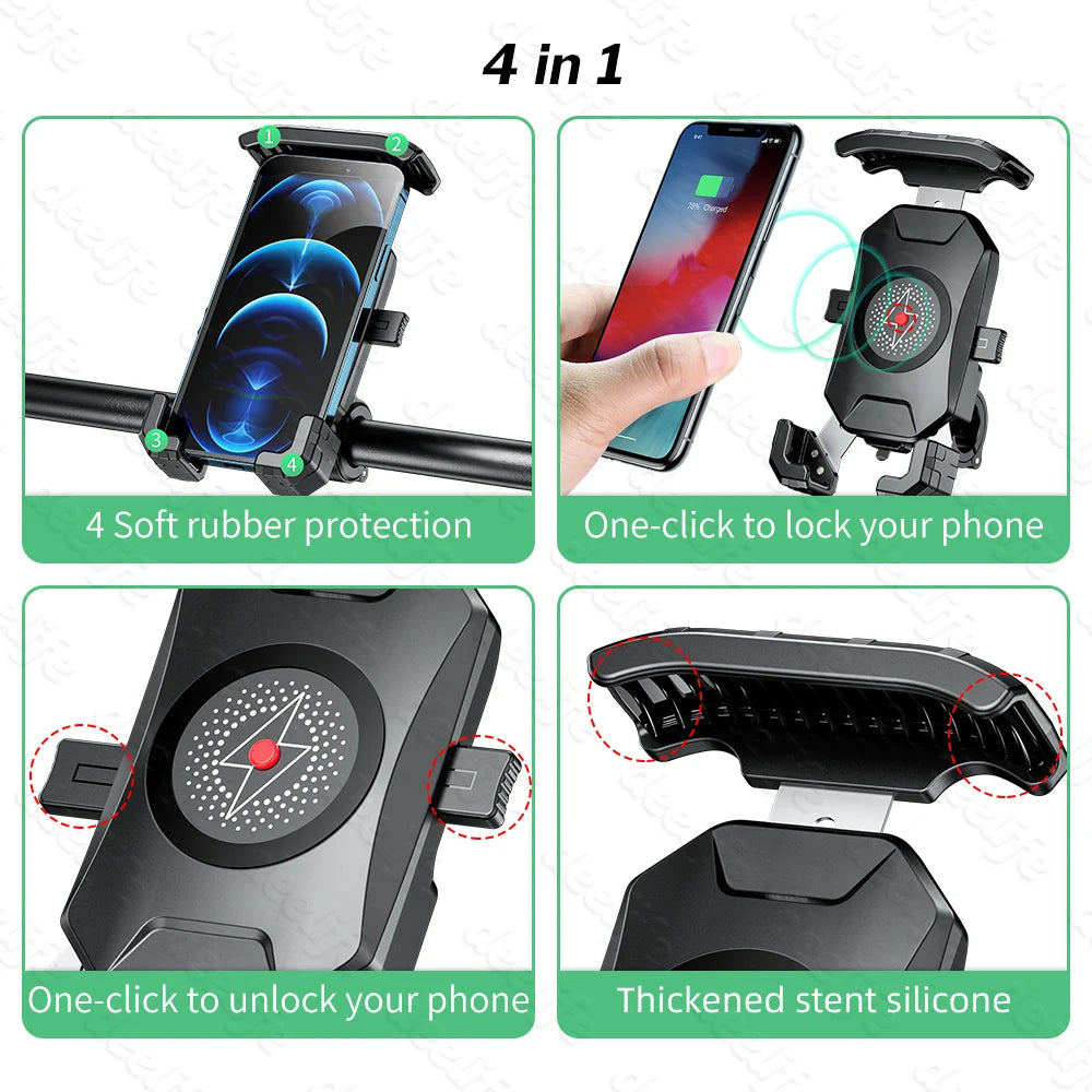 Deelife Motorcycle Phone Holder for Moto Support Telephone Mobile Stand Mount Wireless Chargers Motor Bike Cellphone Bracket