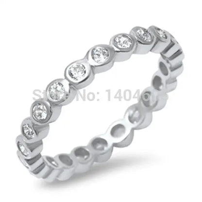 925 Silver CZ Eternity Ring - Bezel Setting, Yellow & White Gold