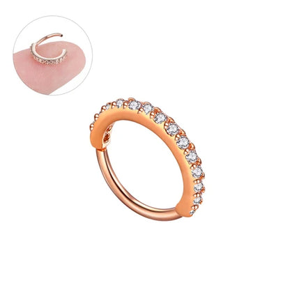 20pcs Crystal Earrings Nose Ring Ear Tragus Cartilage Hoop - Copper Rose Gold Color Small Circle Jewelry for Women | tonyfinger store