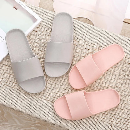 WDZKN Fashion Solid Concise Summer Home Slippers Women Flat EVA Lightweight Indoor Bathroom Slippers Men Couples Slides H2036G