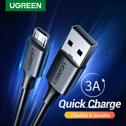 Ugreen Micro USB Cable 3A Fast Charging USB Data Cable Mobile Phone Charging Cable for Samsung HTC LG Android Tablet USB Wire