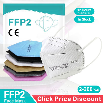 FFP2 KN95 5-Layer Protective Masks - Black & Gray