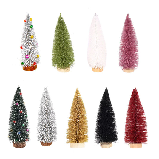 Colorful Pine Needle Powdered Mini Christmas Tree Snow Frost Small Pine Tree DIY Craft Desktop Decoration Christmas Ornaments