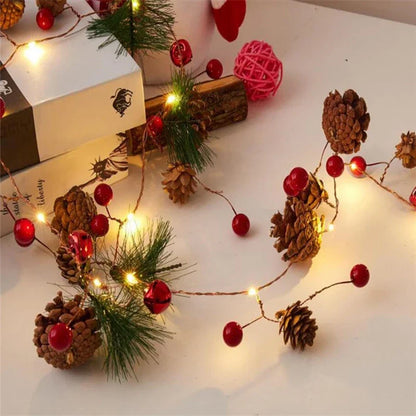 2m 20 led pine cone christmas lights - copper wire, home decor