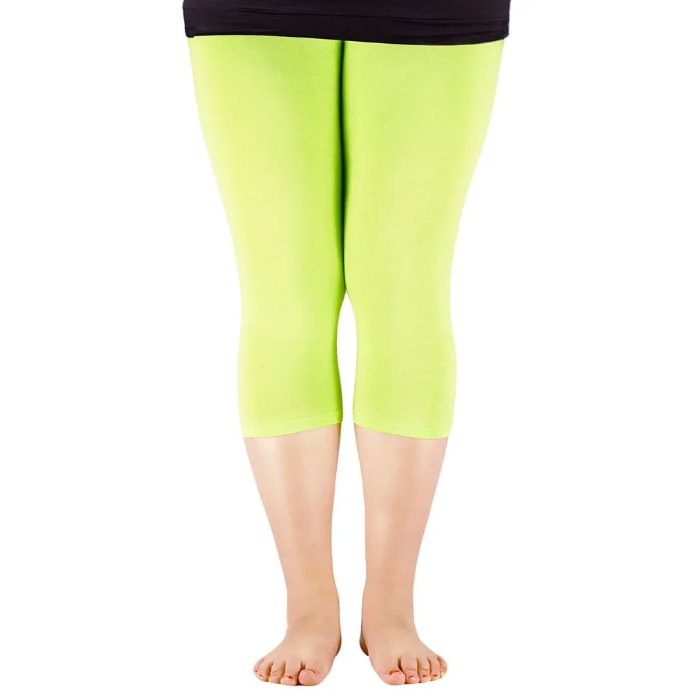 Plus Size Women’s Cotton Modal Leggings | Casual Mid-Calf Stretch Pants for Spring & Summer - tonyfinger store