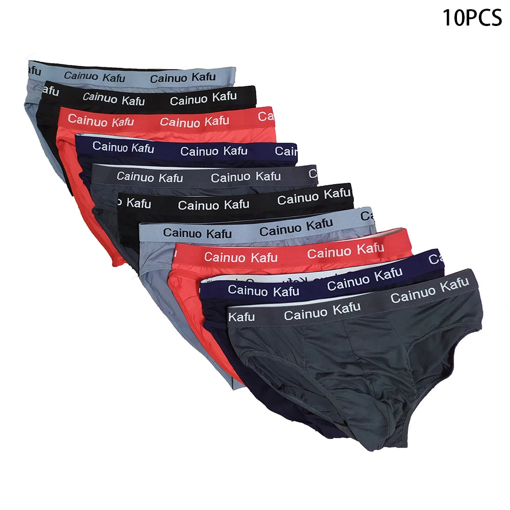 10Pcs Men's Fashion Briefs - Comfortable Cotton-Blend Underwear, L-5XL Sizes, Soft & Sexy | tonyfinger store