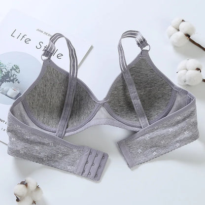 5 Colors Soft Cotton Lace Bralette - Wire-Free Push Up for Young Girls & Students