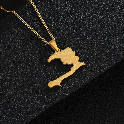 Gold Haiti Map Pendant Necklace - Stainless Steel Jewelry for Men & Women