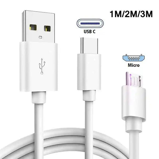 1m/2m/3m Micro USB & Type C Fast Charging Cable | Sync Data & Charge Mobile Phones | For iPhone 14/15, Samsung, Xiaomi | tonyfinger store