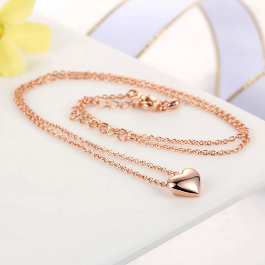 Rose Gold Heart Pendant Necklace for Women - Elegant OL Style, Perfect Party & Wedding Gift